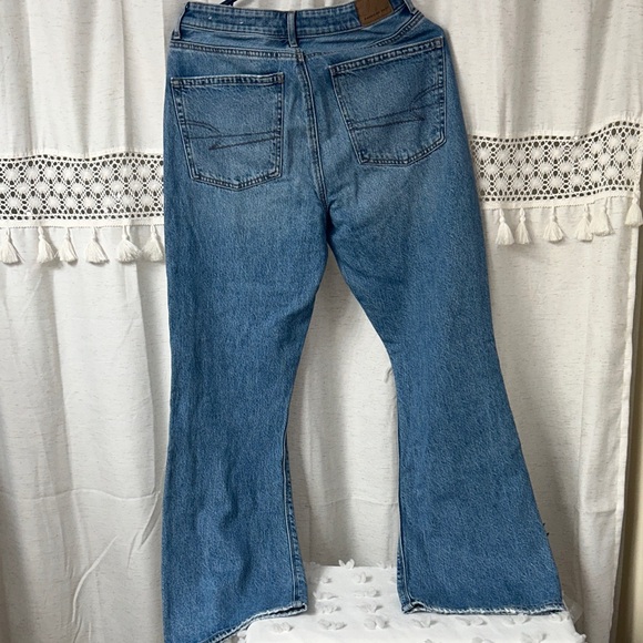 American Eagle Outfitters Blue Distressed Flare Jeans - Picture 5 of 7